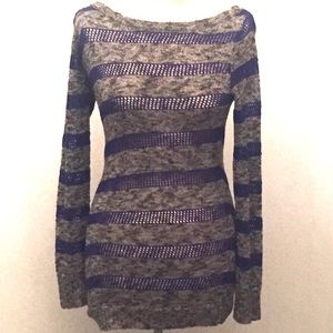 Grey and Blue Striped Sweater